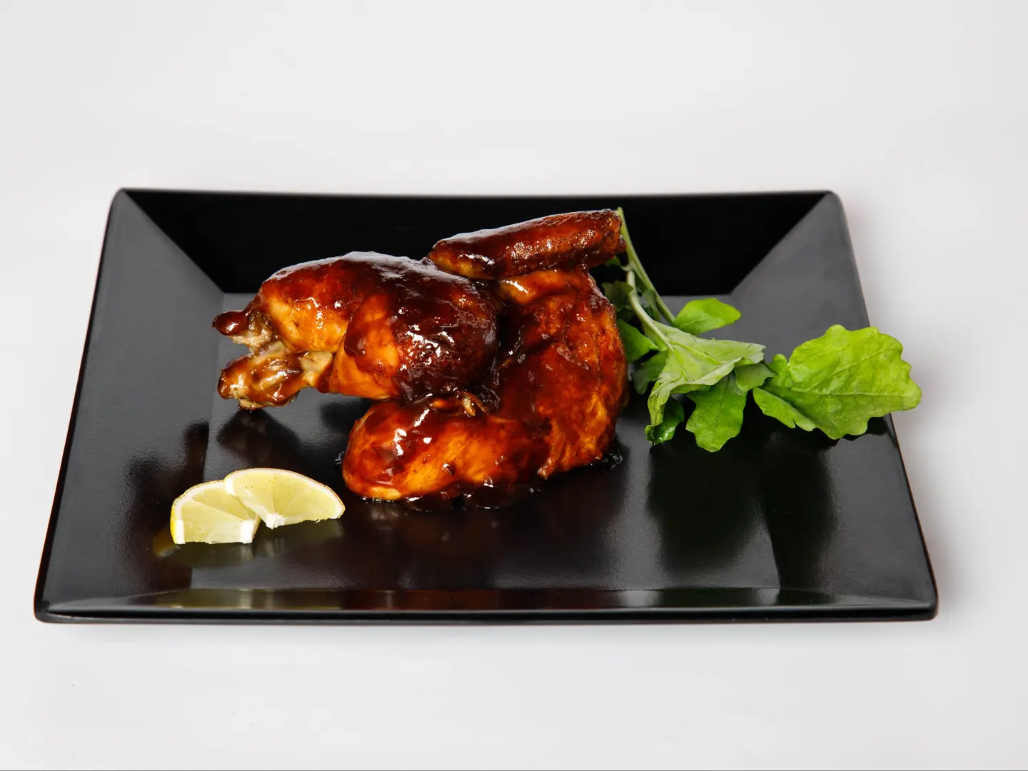 Half Chicken Cooked On Wood Plain