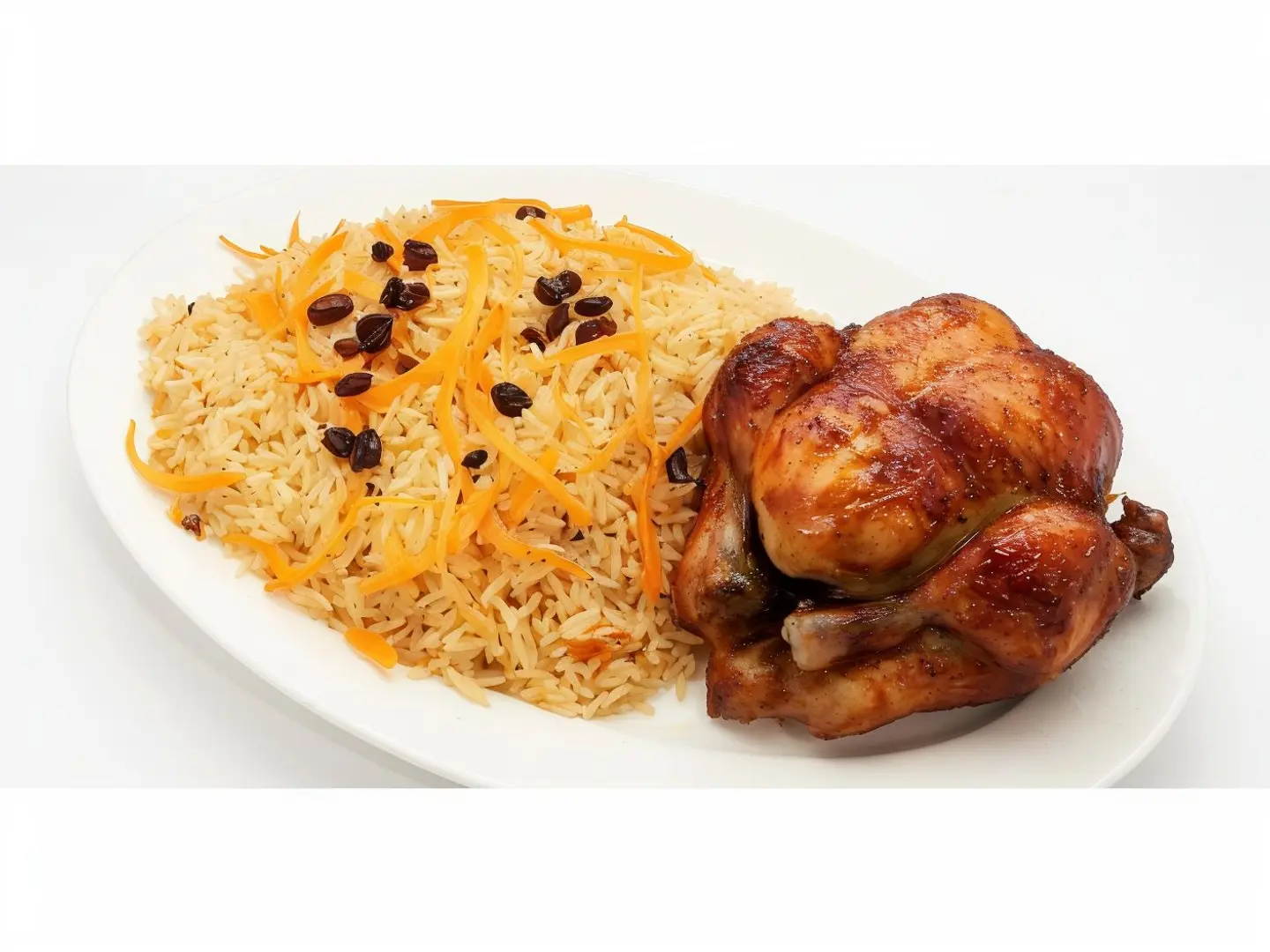 نصف دجاج شواية مع الارز