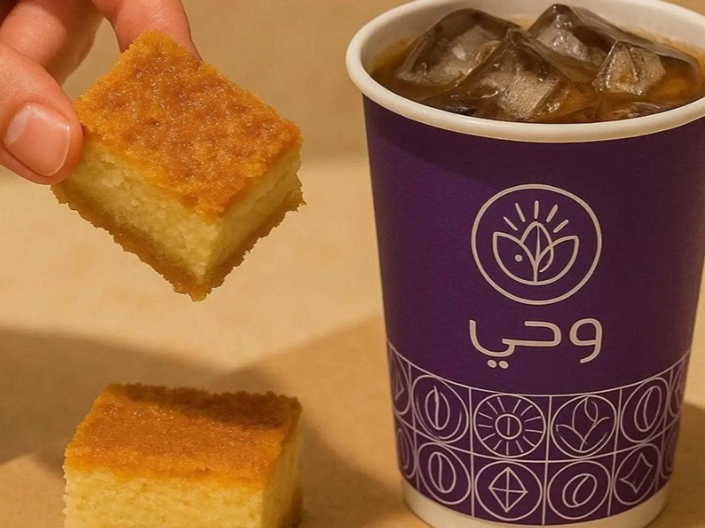 Coffee Of The Day And Basbousa Cheesecake