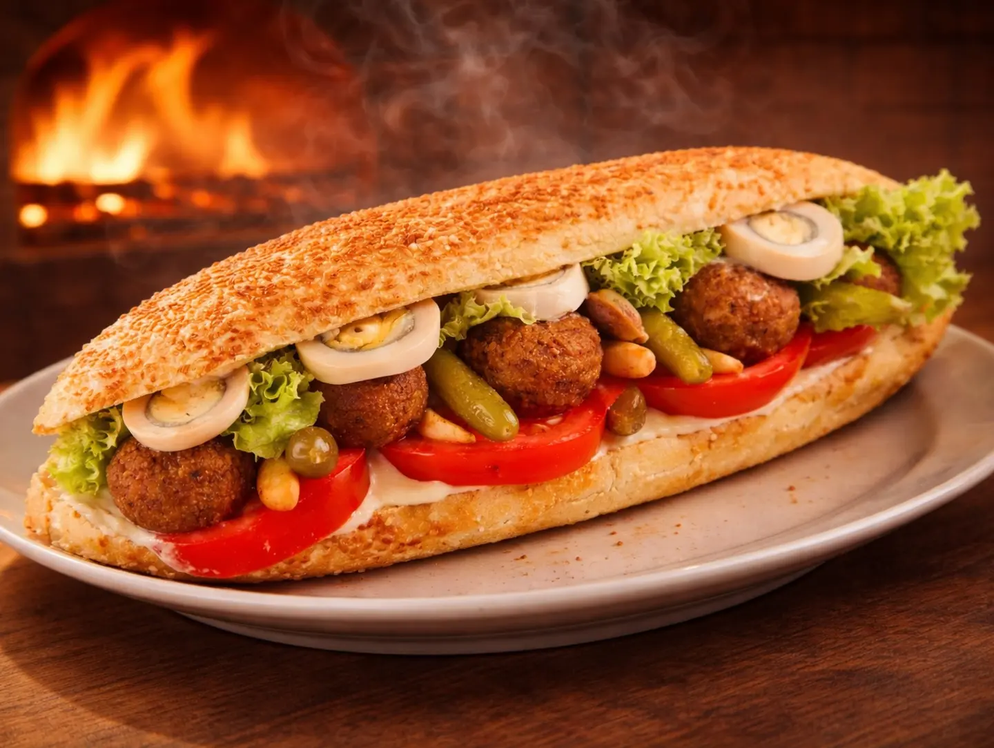 Falafel Kaak With Eggs