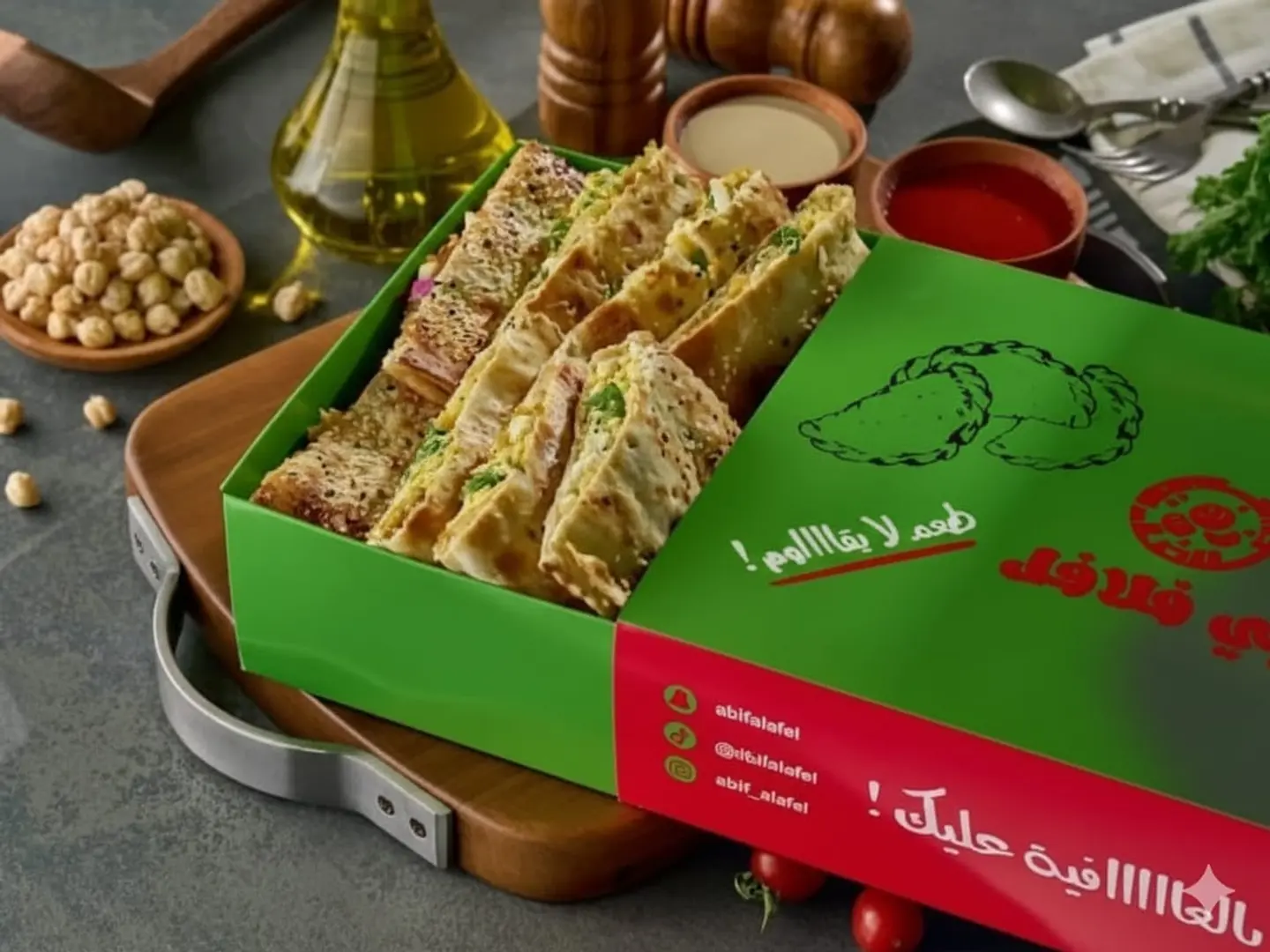 بوكس فطيرة دجاج وفلافل ابي فلافل