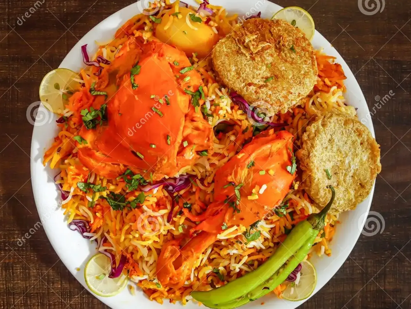Chicken Biryani Double Served With Free 3 Shami Kabab