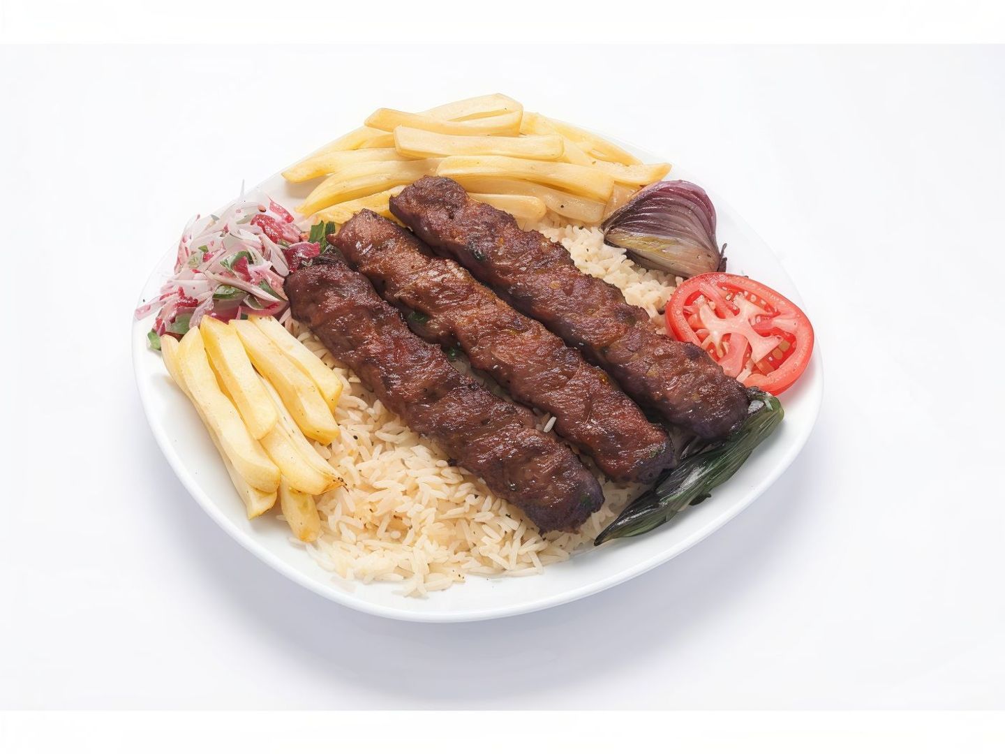 كباب مع الأرز