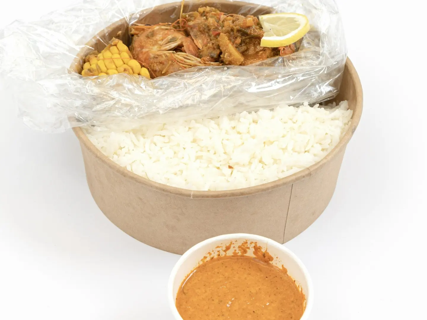 وجبه ربيان مع الارز الذرة