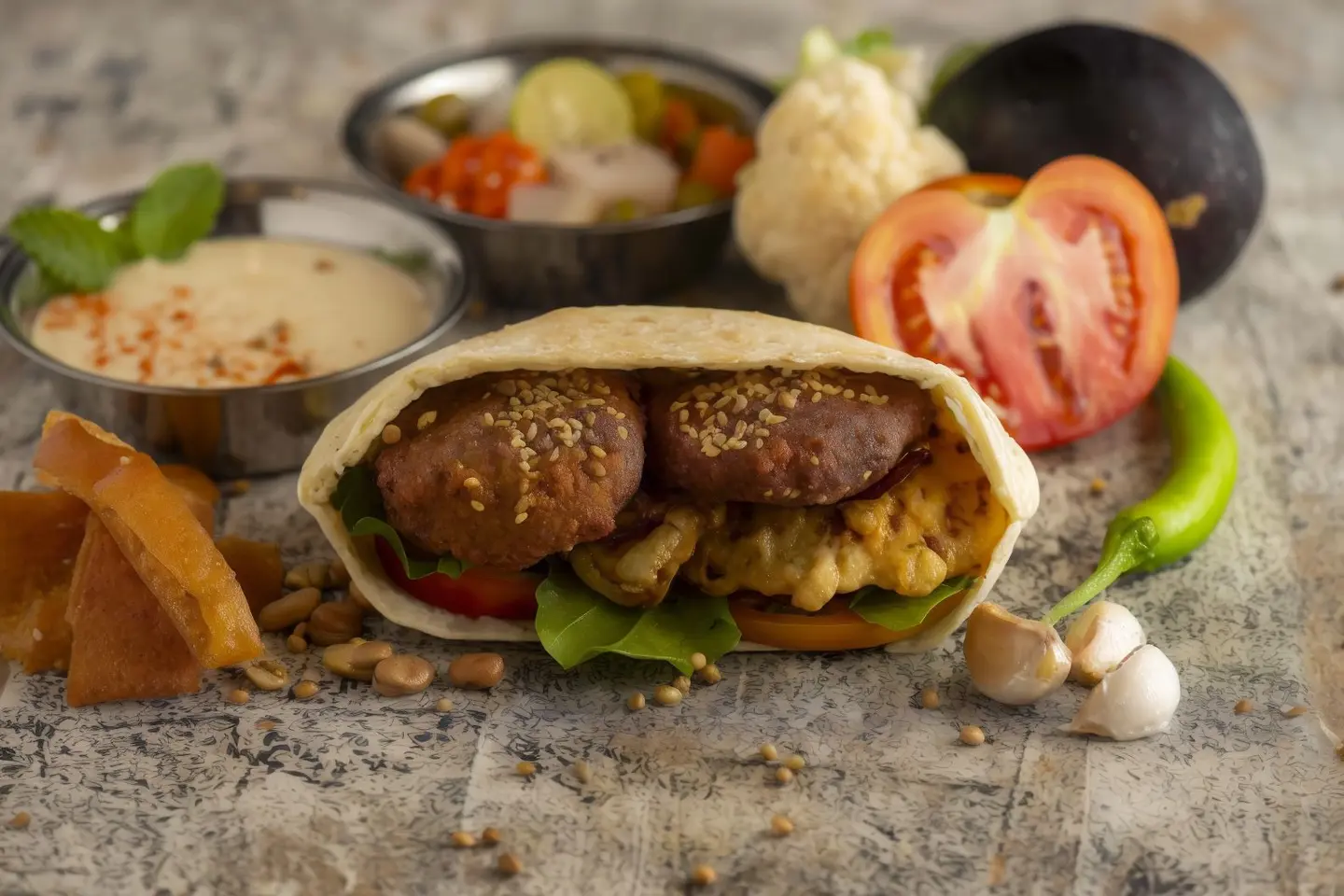 Three By Three Box Three Beans Three Falafel And Three Mixed Vegetables