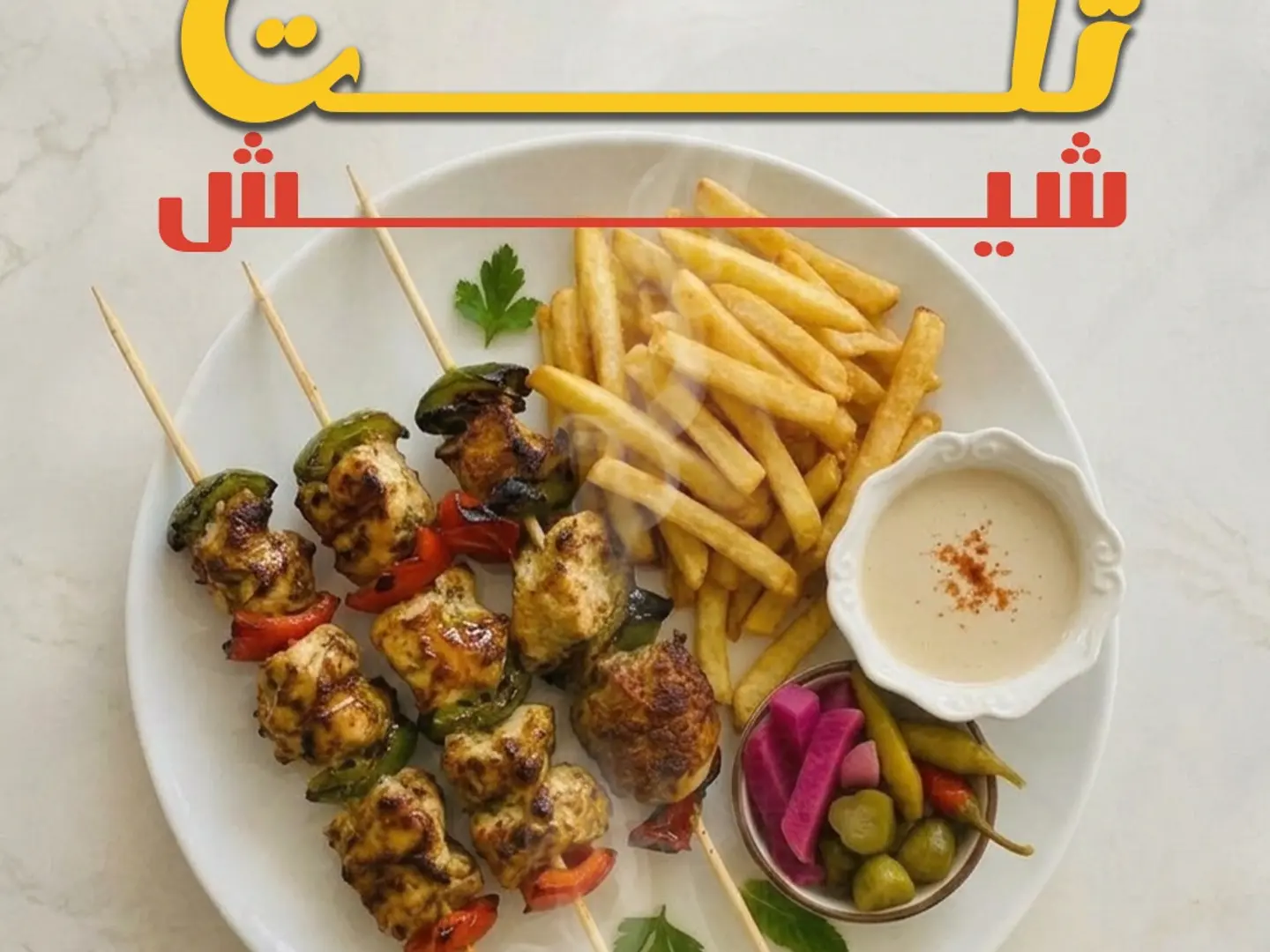 Three Shish Tawook Skewers