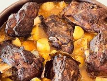 طاجن بطاطس باللحم الغنم مع الارز
