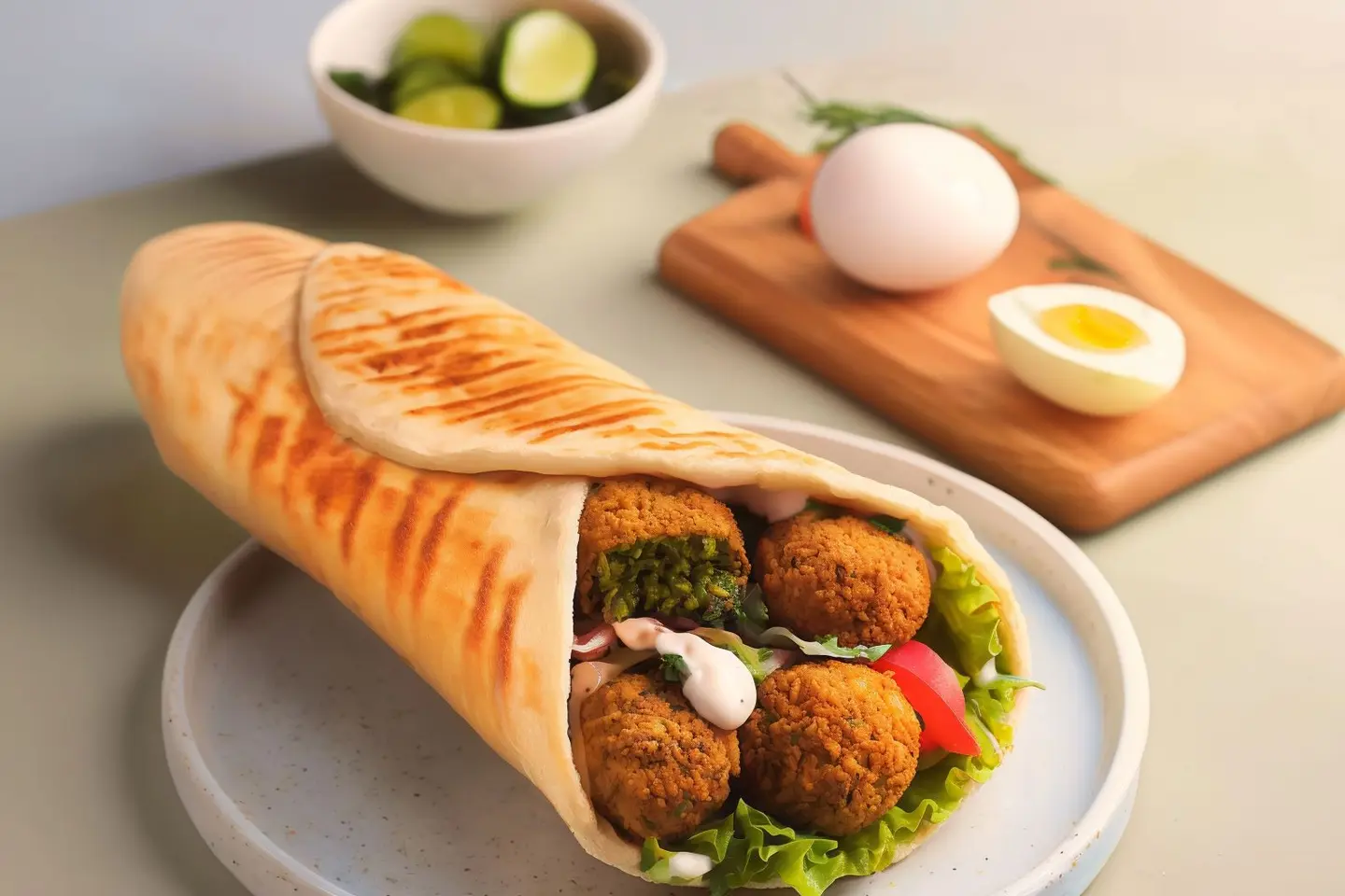 Falafel Sandwich With Eggs