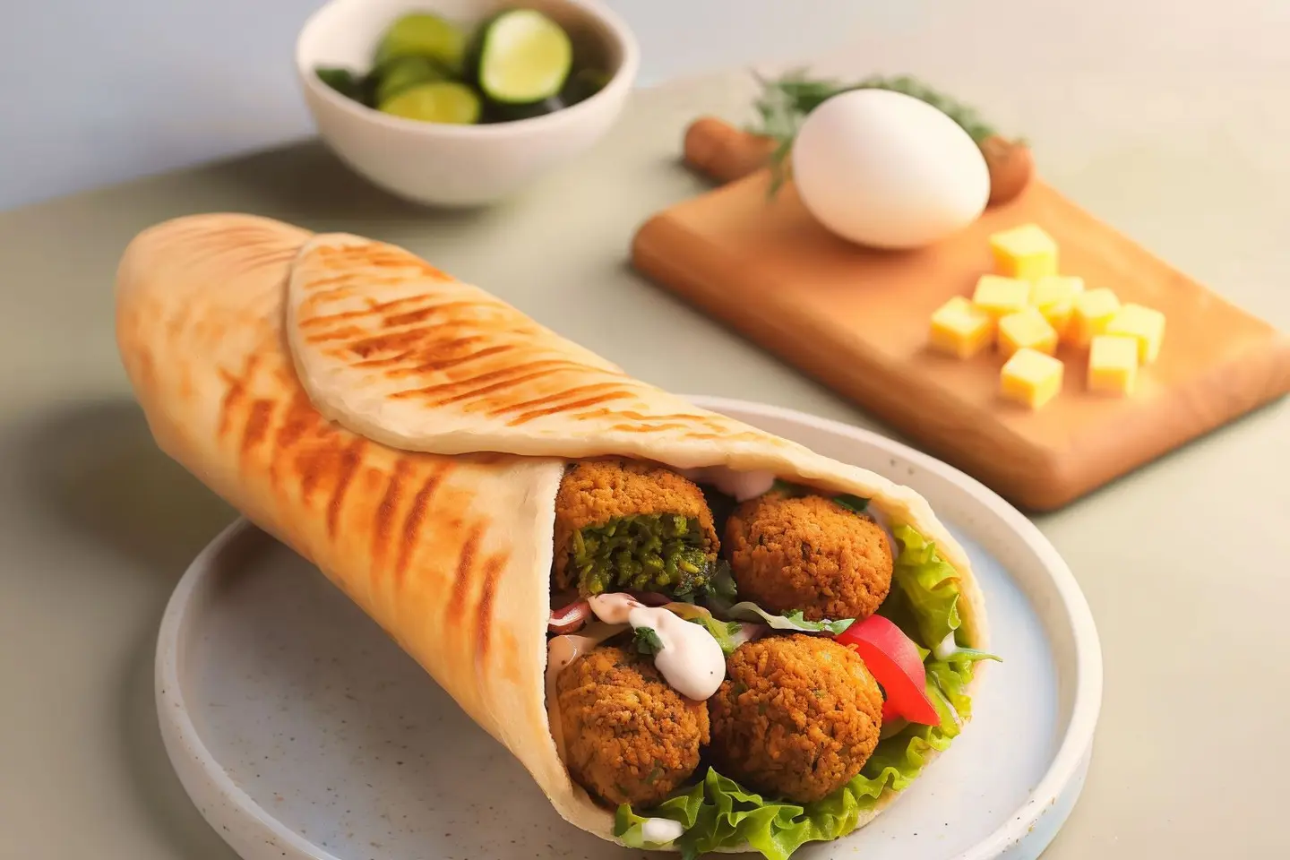 Falafel Sandwich With Eggs And Cheese