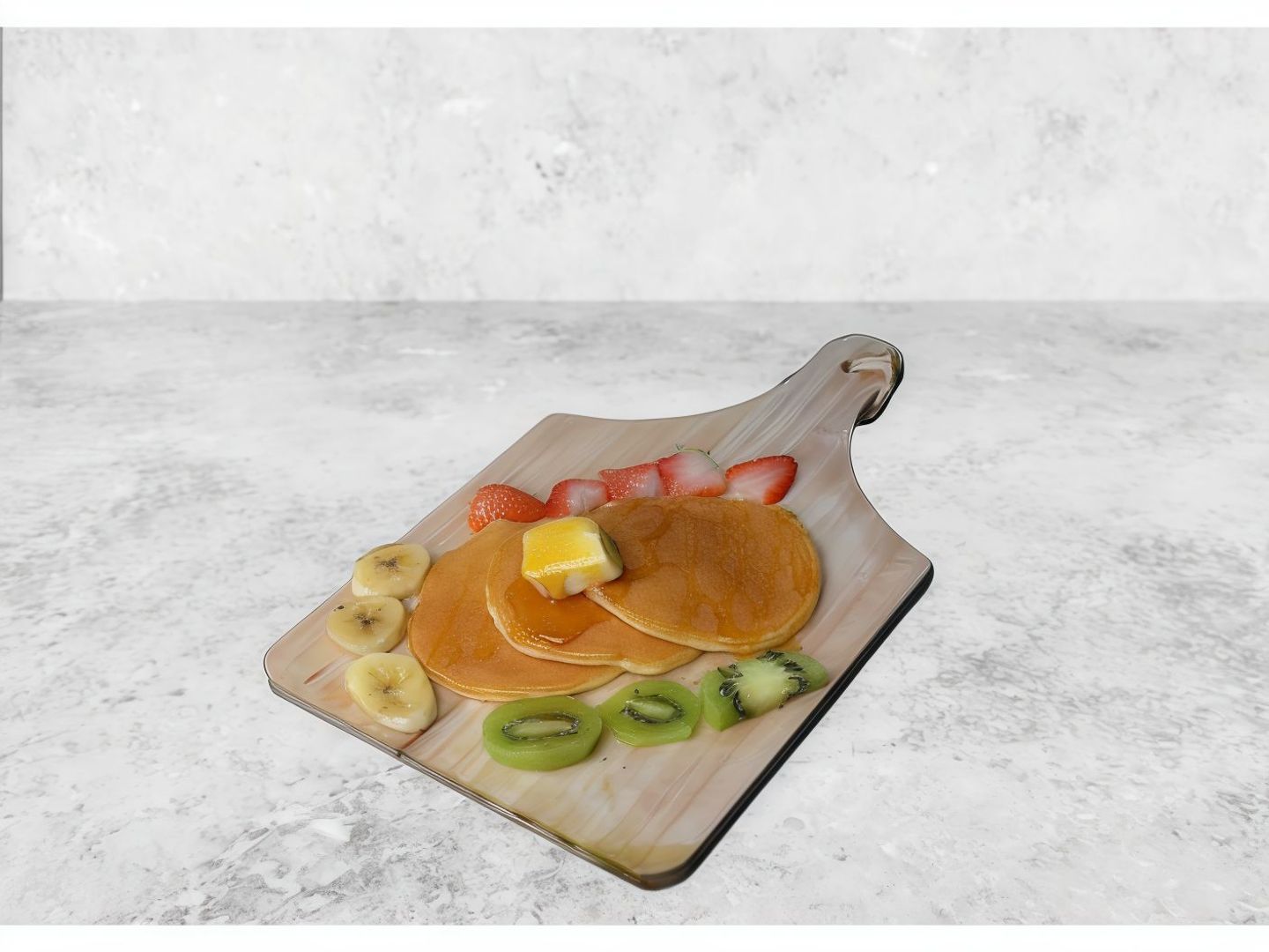 Peach And Strawberry Pancake With Cream