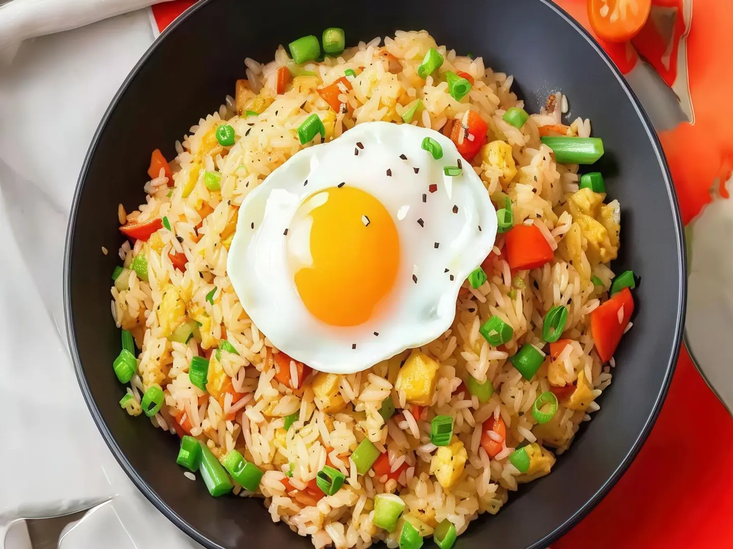 أرز مقلي بالبيض