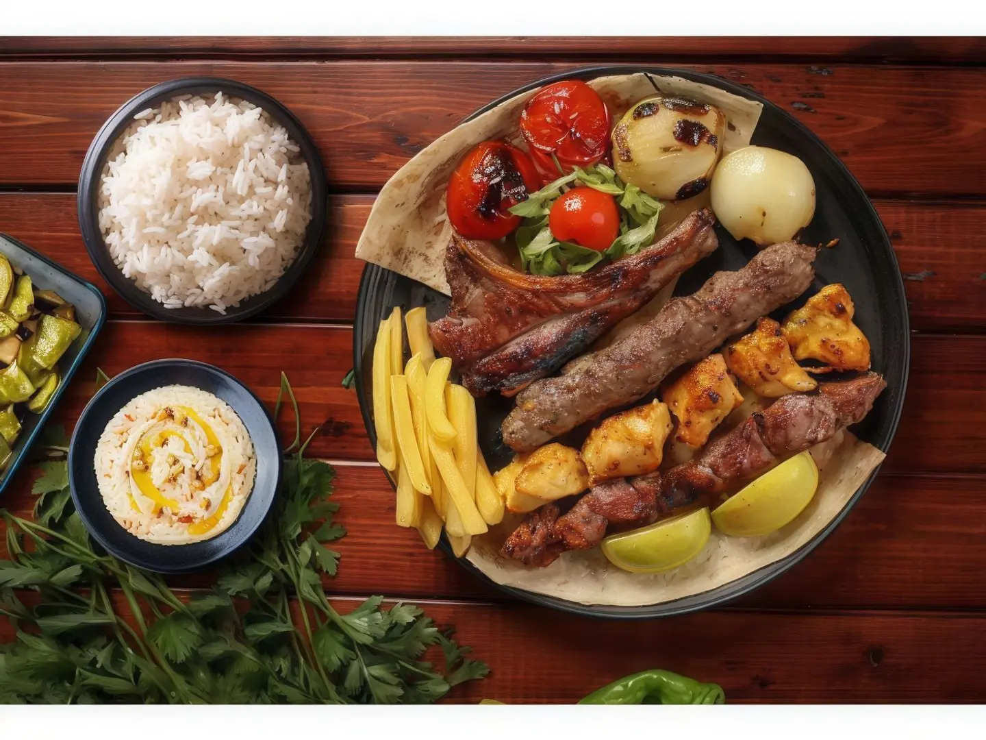 نفر مشاوي مع الأرز