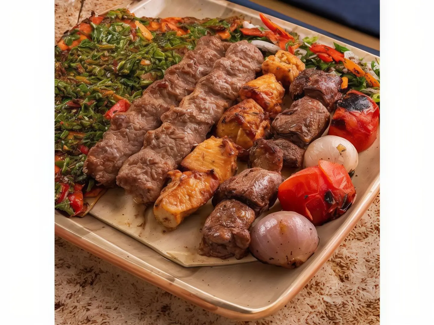 مشاوي لشخصين مع الأرز