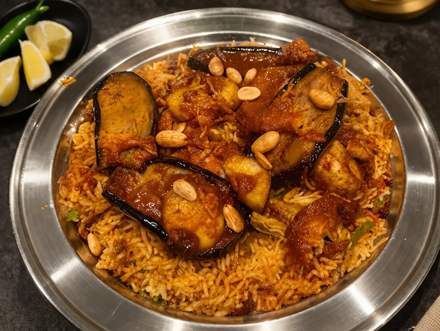 نصف دجاج مقلوبه