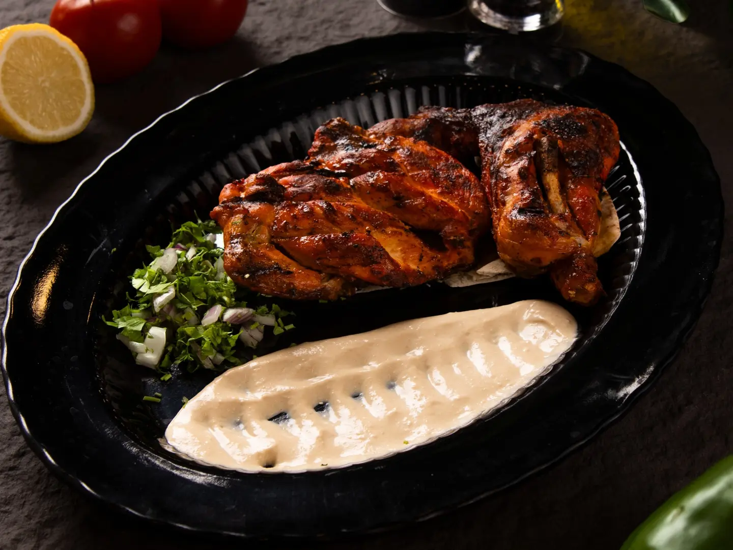 نصف دجاج شوايه بدون أرز