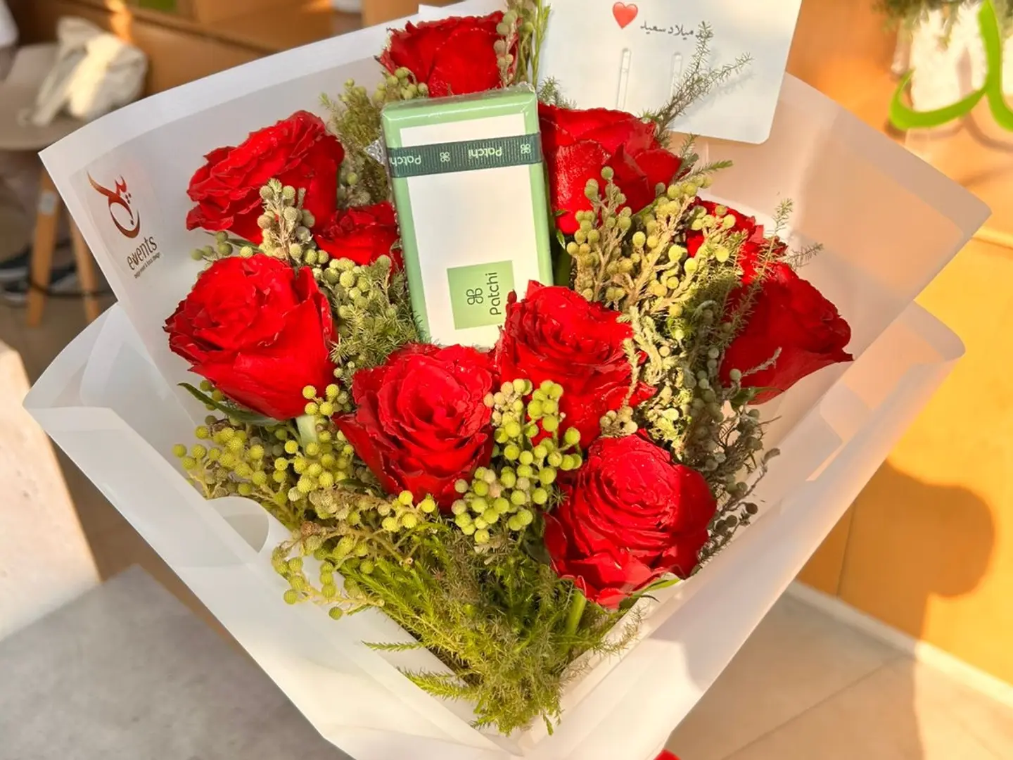 Rose Bouquet With A Touch Of Patchi Chocolate