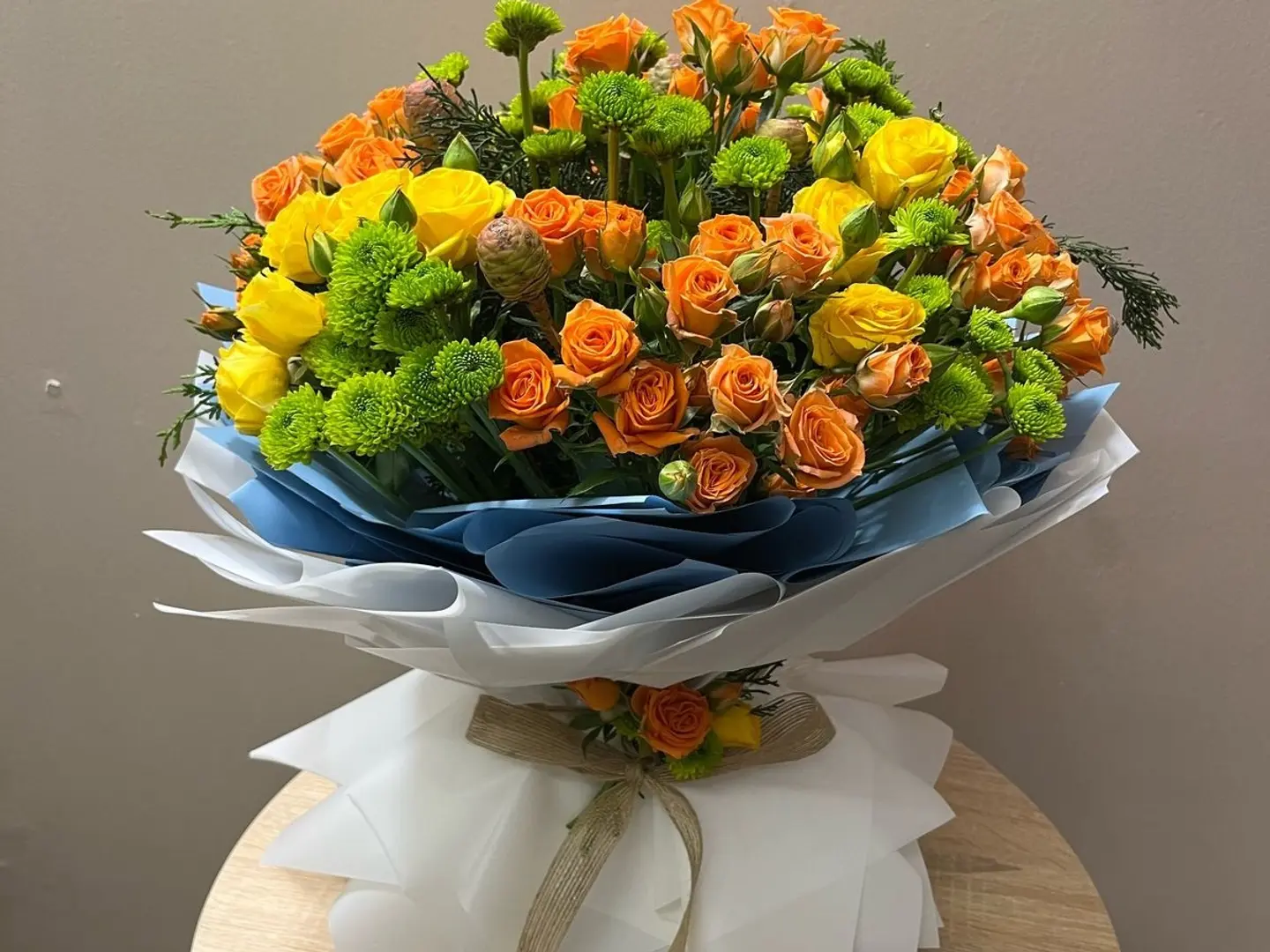 Orange And Yellow Baby Rose Bouquet