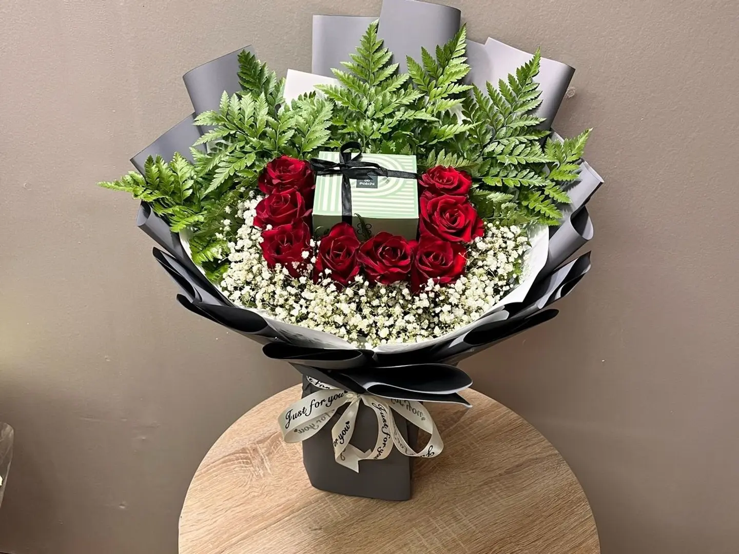 Red Rose Bouquet With Patchi Chocolate Wrapping