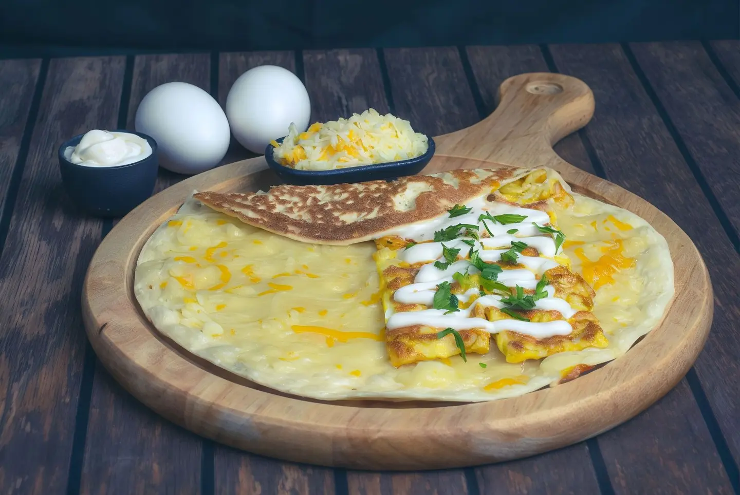 بيض مع الجبنة صاج