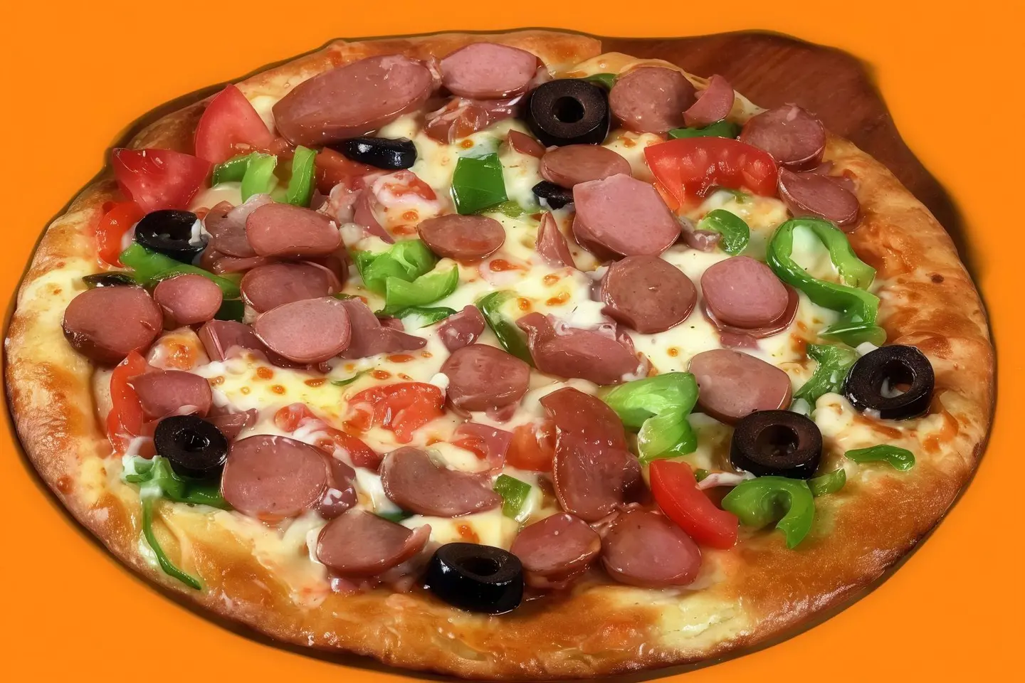 بيتزا خضار مع نقانق