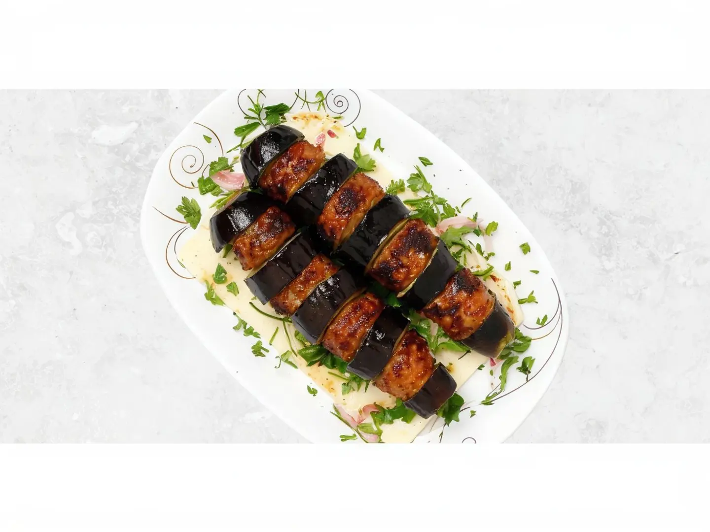 A For One Person Of Eggplant Kebab