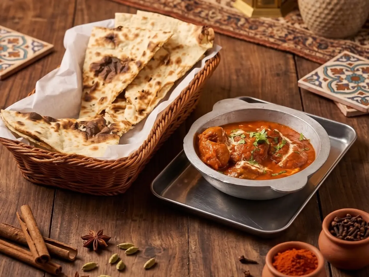 دجاج تكا مسالا مع الخبز