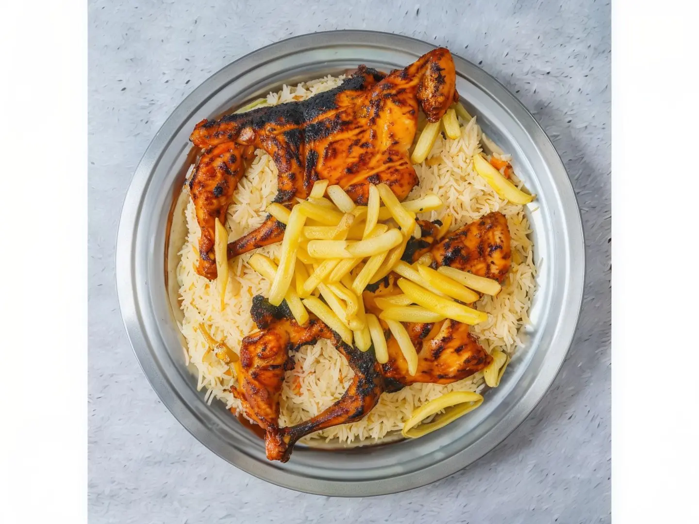Quarter Chicken On Charcoal With Rice