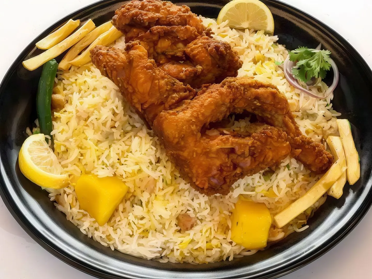 Half Fried Chicken With Rice