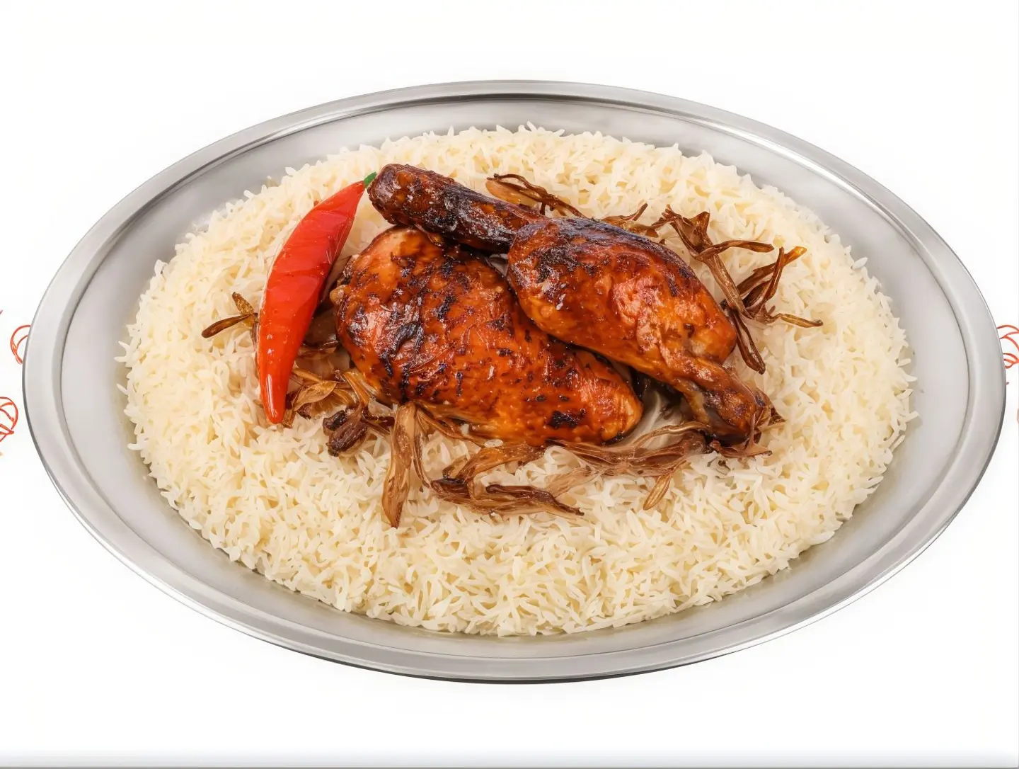 Grilled Chicken With Basmati Rice - Half A Chicken