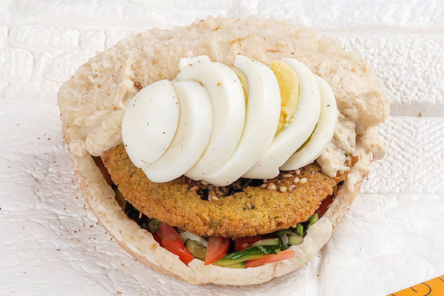 Falafel Sandwich With Eggs