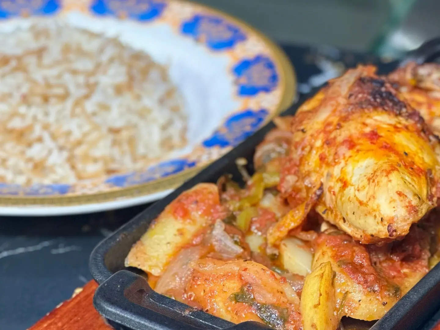 نصف دجاج بطاطس فرن