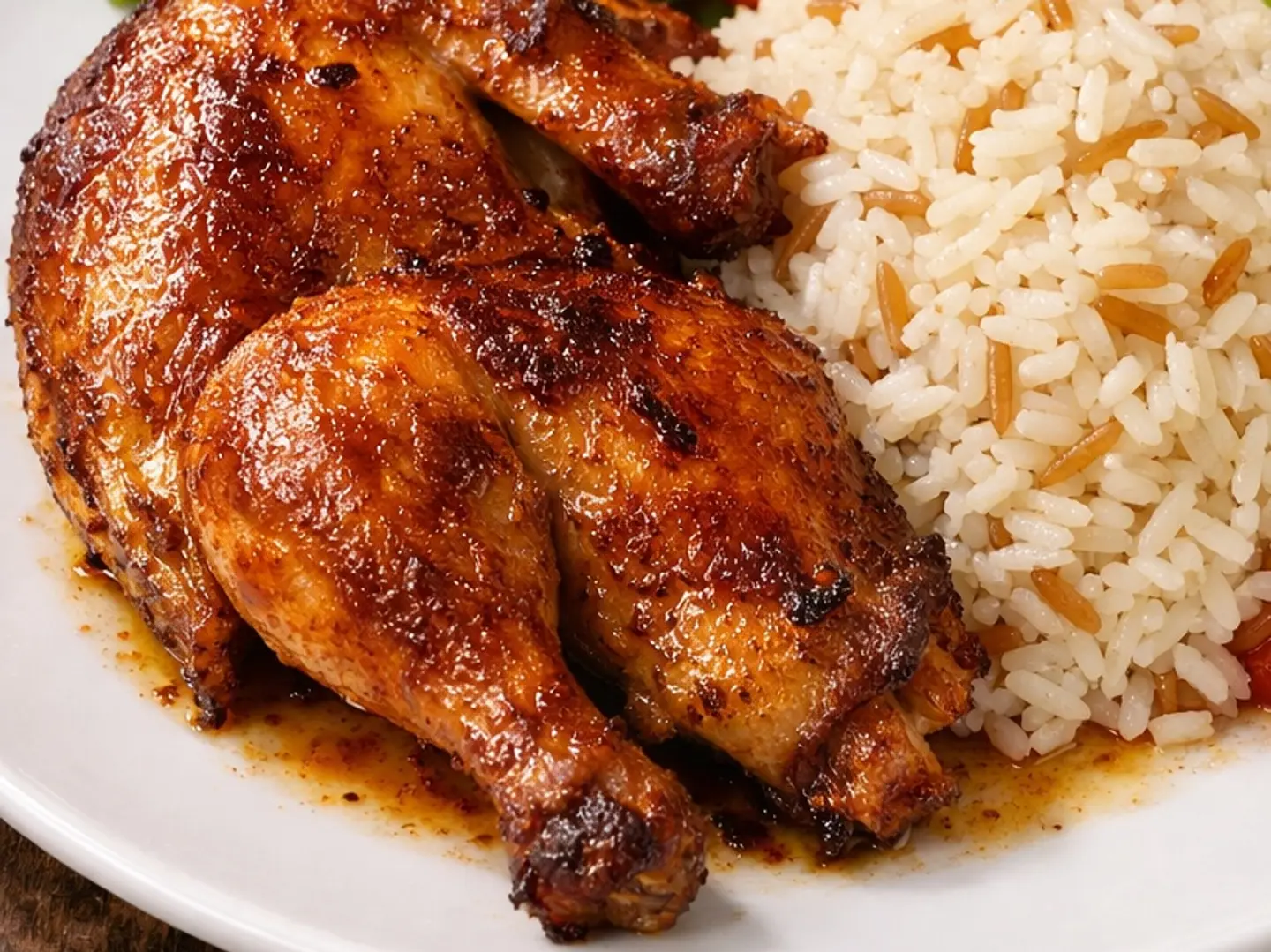 Quarter Fried Chicken With Rice And Vegetables