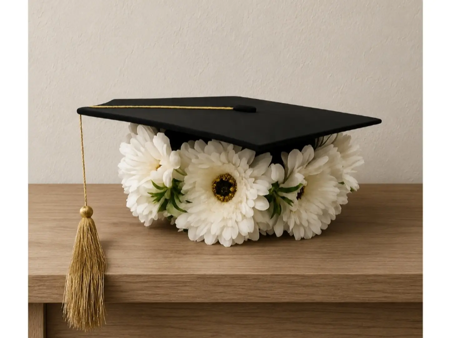 Graduation Cap With Artificial Flowers