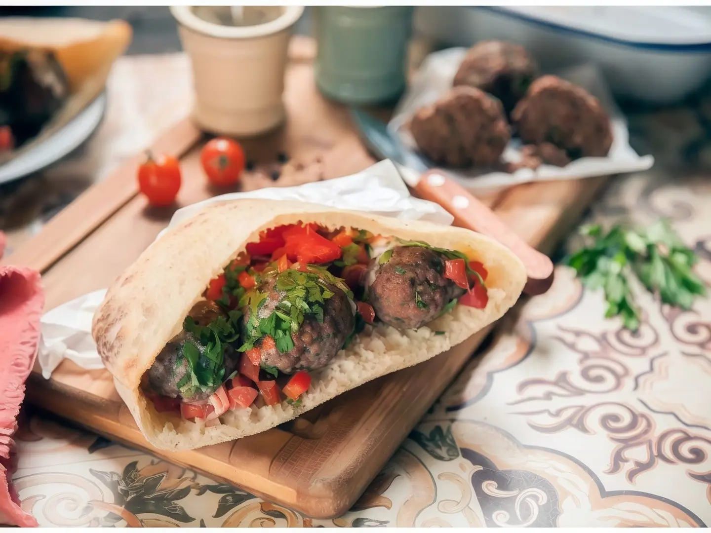 Alexandrian Baladi Bread Kofta Sandwich