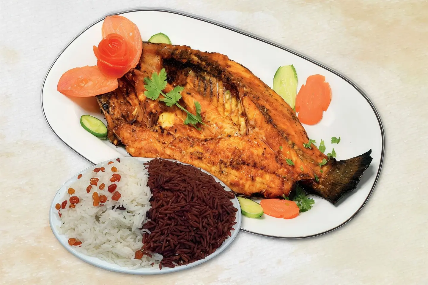سمك مشوي مع رز