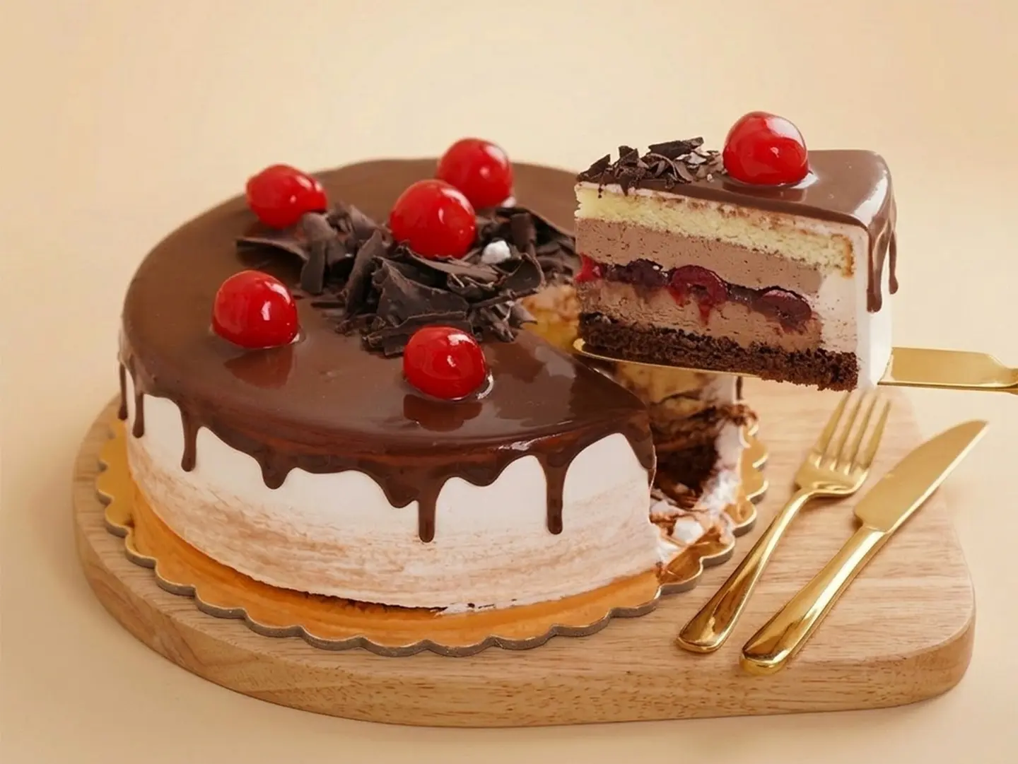 Delicate Black Forest Cake With Cherries