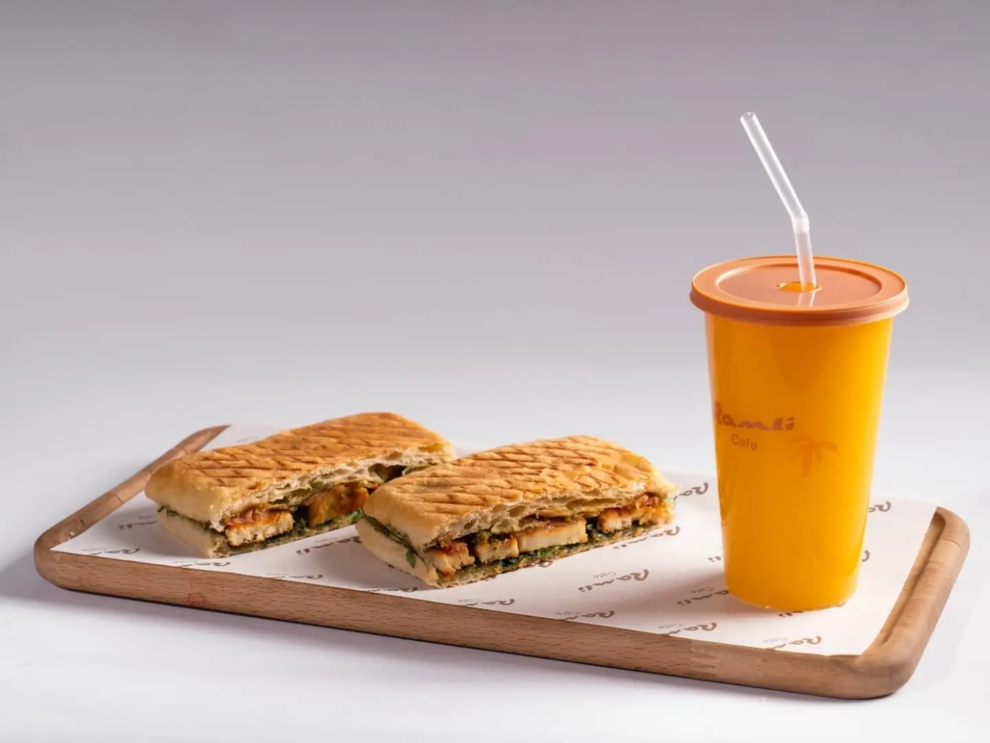 Halloumi Sandwich With Orange Juice