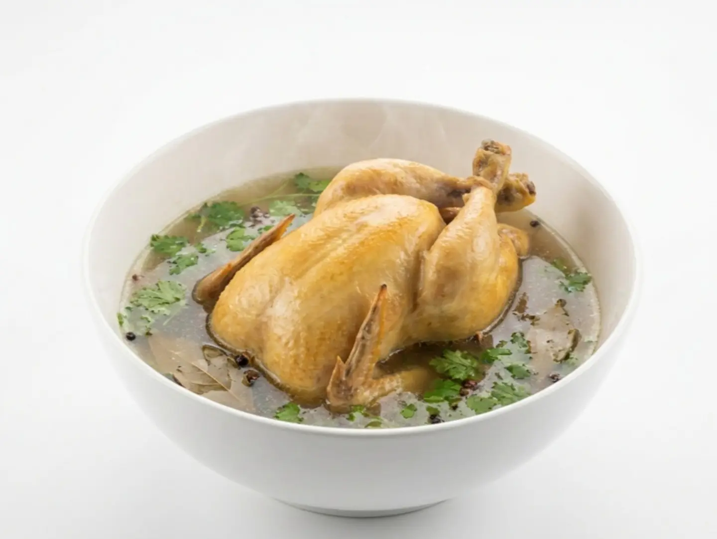 Boiled Chicken - Whole Boiled Chicken Served With Rich Broth And Spices.