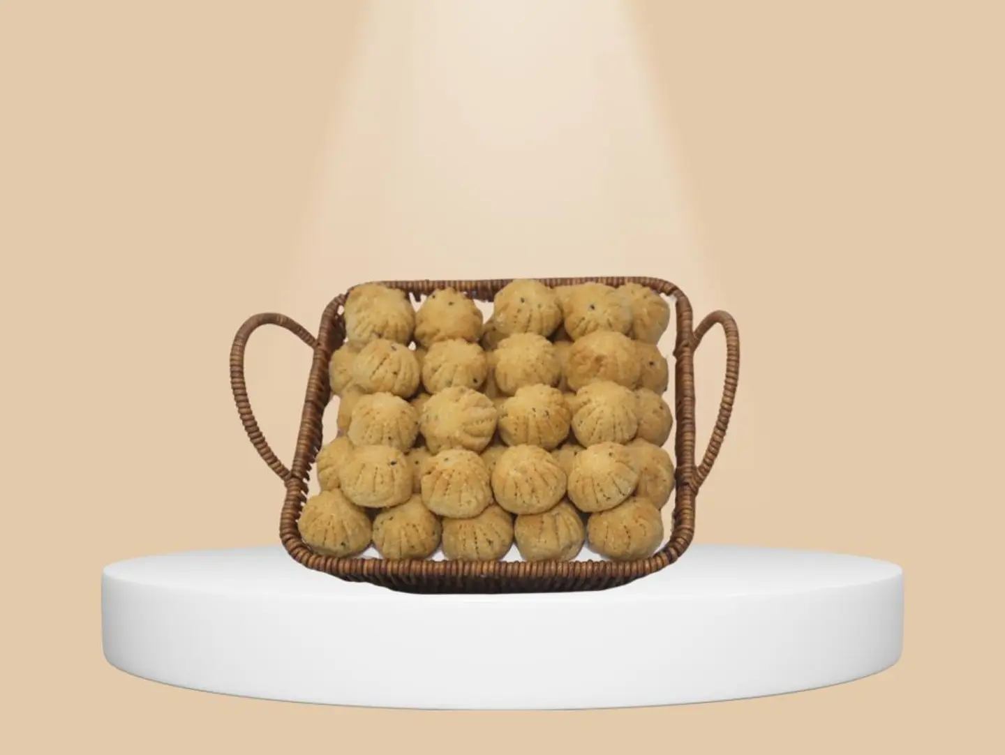 White Patterned Square Straw Basket