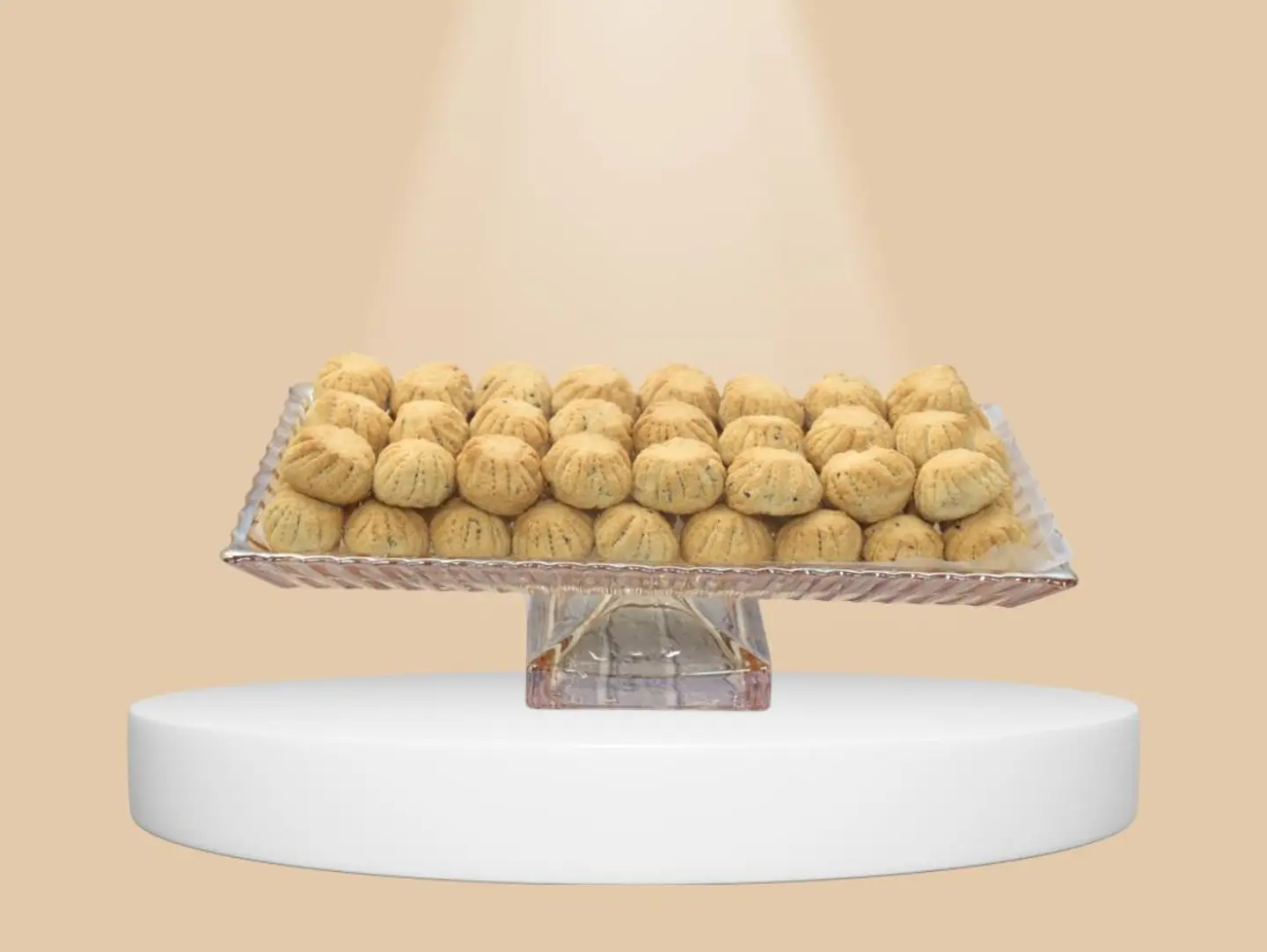 Rectangular Glass Base, White Patterned