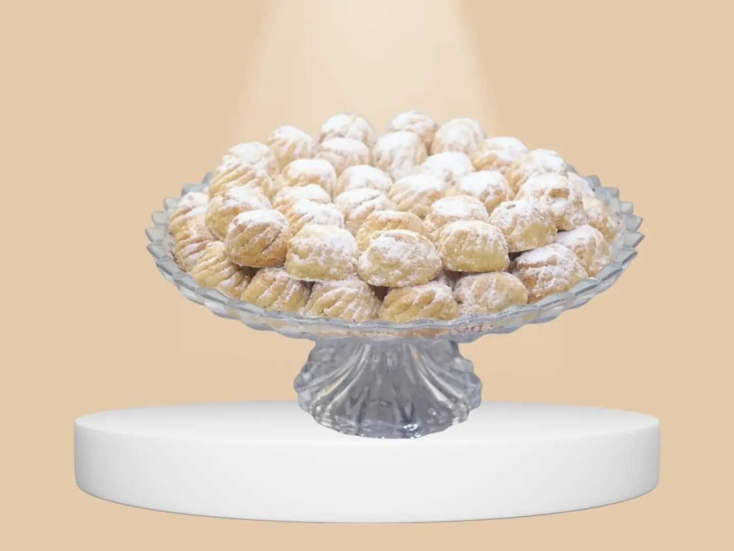 Round Glass Base, Semolina Maamoul