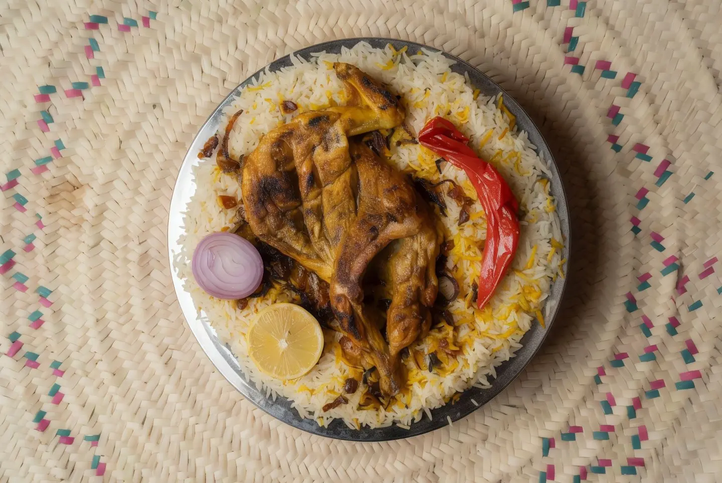 نص دجاج مظبي مع رز مندي