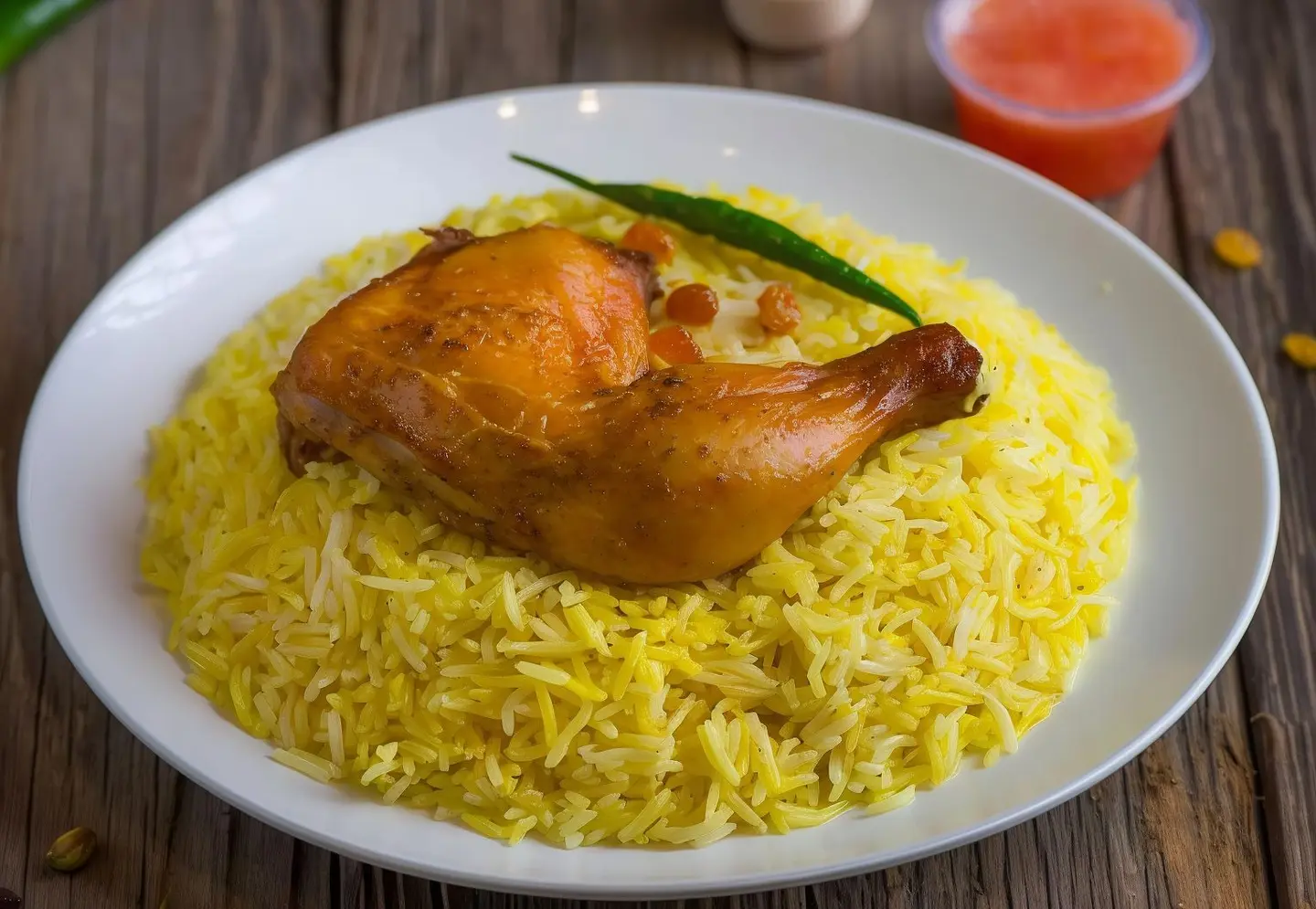 Quarter Of A Grilled Chicken With Rice