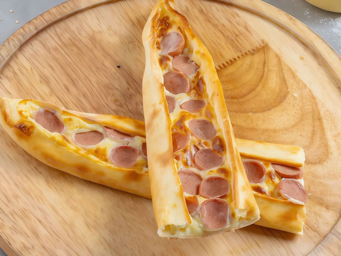 فطيرة نقانق بالجبن