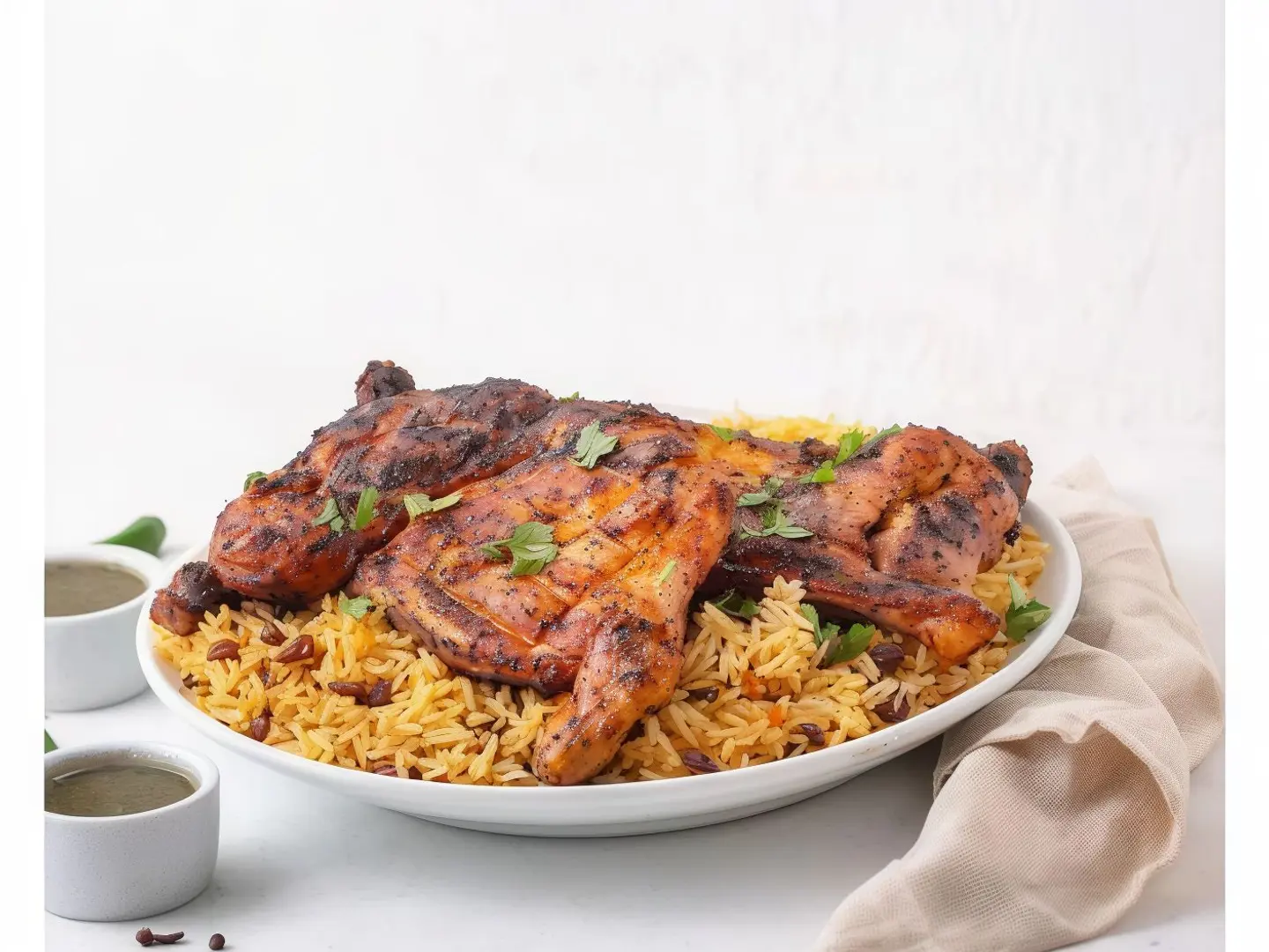 Charcoal Grilled Chicken With Bukhari Rice