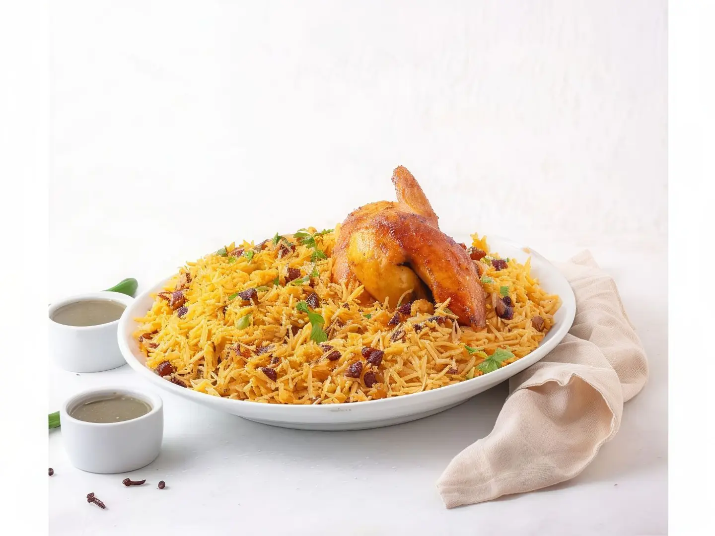 نصف شواية مع الأرز