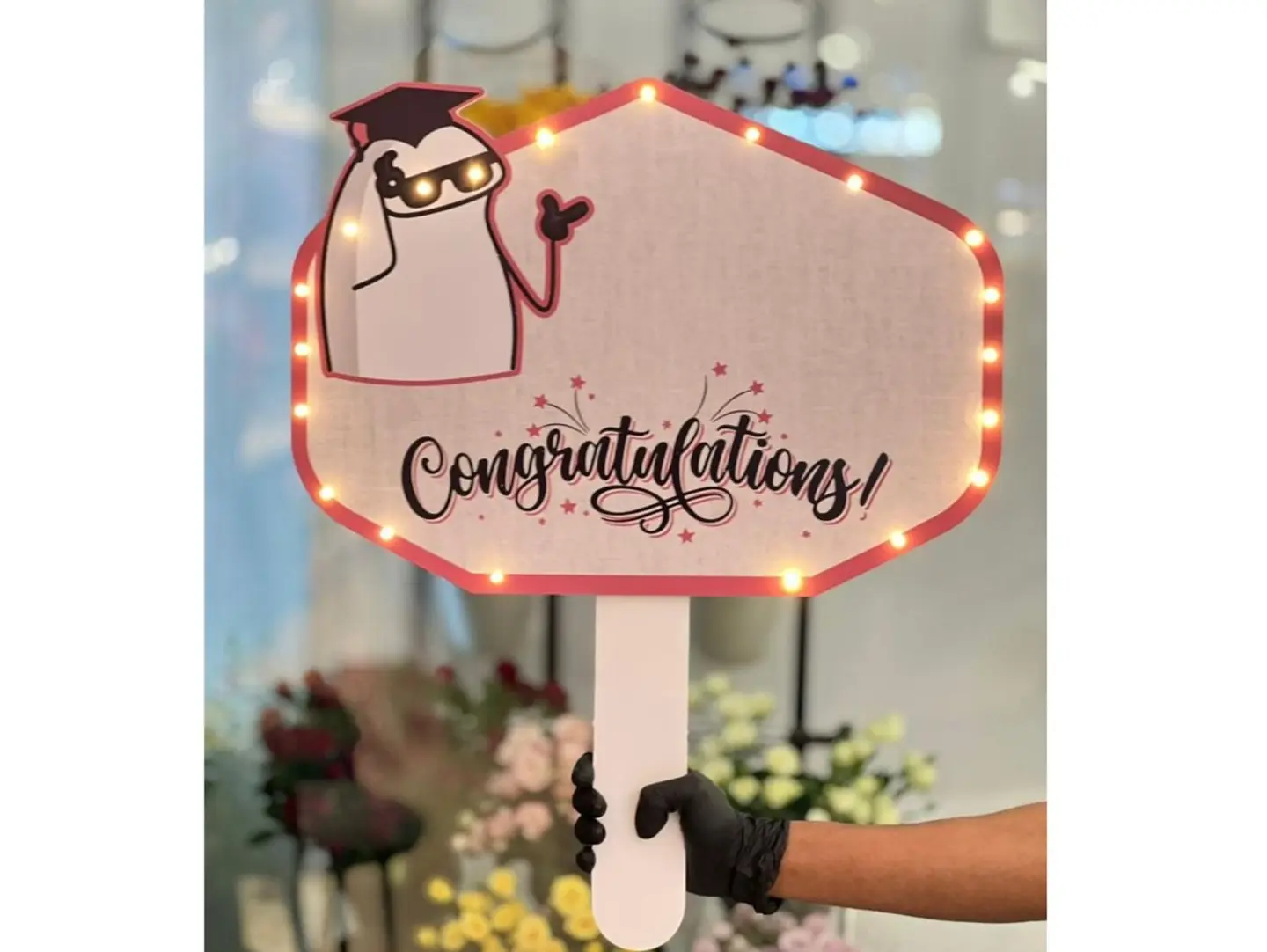 Pink Graduation Board With Lights