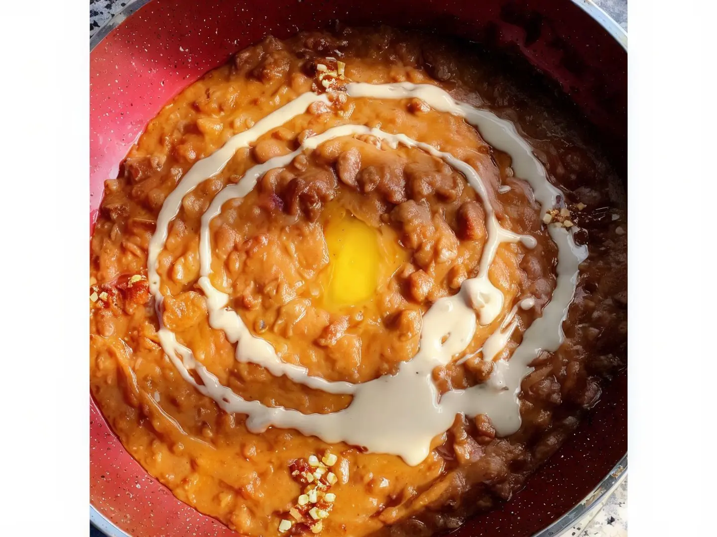فول طاوة بالجبن