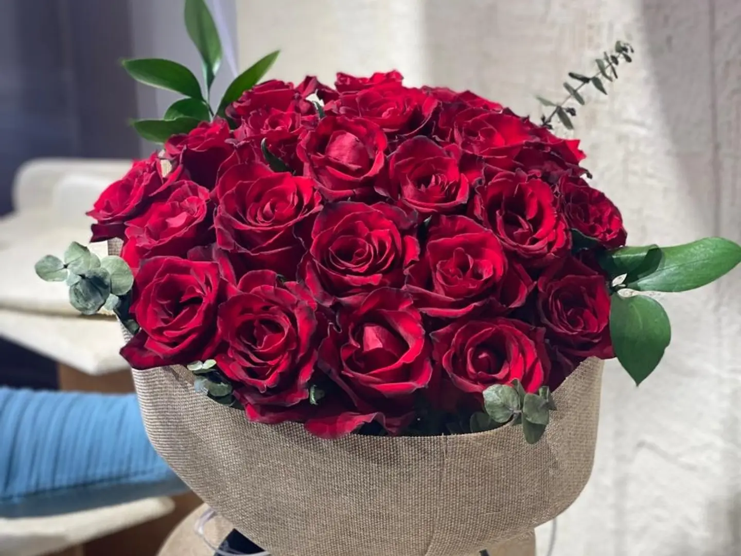 Red Rose With Fabric Wrapping