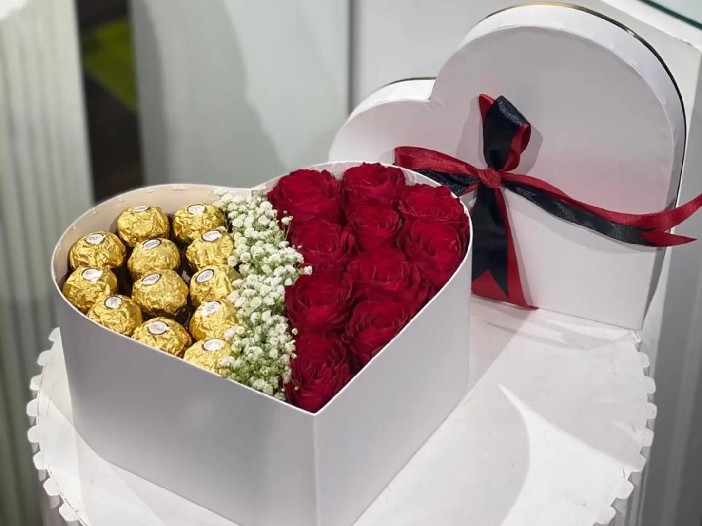 Box Of Flowers With Chocolate